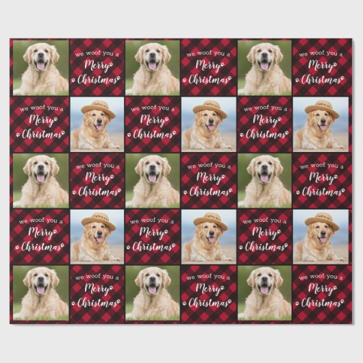 Aangepaste foto Red Buffalo Pset Merry kerst Cadeaupapier (Vlak)
