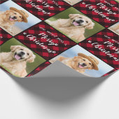 Aangepaste foto Red Buffalo Pset Merry kerst Cadeaupapier (Hoek)
