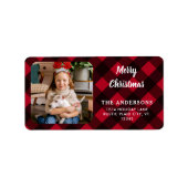 Aangepaste foto Red Buffalo Pset Merry kerst Etiket (Voorkant)