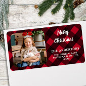 Aangepaste foto Red Buffalo Pset Merry kerst Etiket
