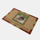 Aangepaste foto Red Green Ochre Mustard Stripes Deurmat (Schuin)