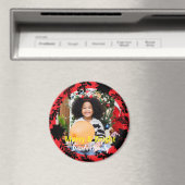 Aangepaste Foto Red Merry Bright Christmas Magneet (Insitu (Vaatwasser))