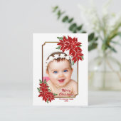 Aangepaste foto Red Poinsettia White Kerstmis Feestdagenkaart (Staand voorkant)