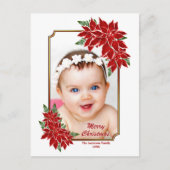Aangepaste foto Red Poinsettia White Kerstmis Feestdagenkaart (Voorkant)
