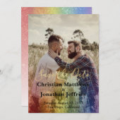 Aangepaste foto regenbooggradiëntweduwschap save the date (Voorkant / Achterkant)