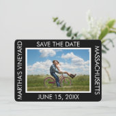 aangepaste foto reisbestemming save the date (Staand voorkant)