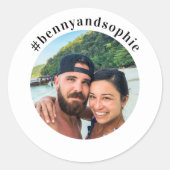 Aangepaste foto reizen Hashtag Influencer Blogger Ronde Sticker (Voorkant)