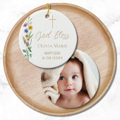 Aangepaste Foto Religieuze Doop Bloemen Keramisch Ornament