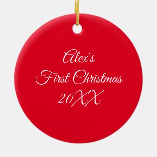 Aangepaste foto Rendier Baby's Eerste Kerstmis Keramisch Ornament (Achterkant)