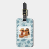 Aangepaste foto retro bloempatroon 2 2 bagagelabel (Voorkant verticaal)