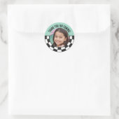 Aangepaste foto Retro Checkered Bedankt Favorieten Ronde Sticker (Tas)