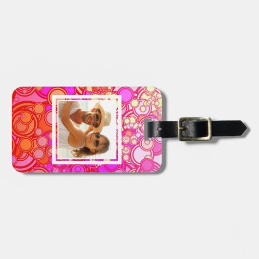 Aangepaste foto-retro-cirkels bagagelabel (Voorkant horizontaal)