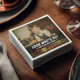 Aangepaste foto retro koele leuke verjaardagsfeest servet