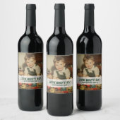 Aangepaste foto retro leuke verjaardagsfeest herin wijn etiket (Flessen)