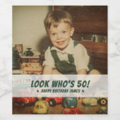 Aangepaste foto retro leuke verjaardagsfeest herin wijn etiket (Enkel label)