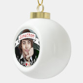 Aangepaste foto-retro Typografie Banner Garland Keramische Bal Ornament (Rechts)