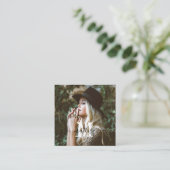 Aangepaste foto - Robuust - Monogram Professional Vierkante Visitekaartje (Staand voorkant)