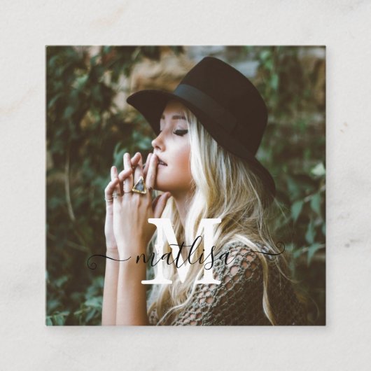 Aangepaste foto - Robuust - Monogram Professional Vierkante Visitekaartje (Voorkant)