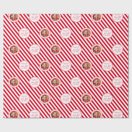 Aangepaste foto Rode Nice lijst Lid Kerstmis Cadeaupapier (Vlak)