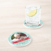 Aangepaste foto rode sneeuwsneeuw flakkert Kerstmi Zandsteen Onderzetter (Zijkant)