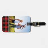 Aangepaste foto rode spelachtergrond bagagelabel (Voorkant horizontaal)