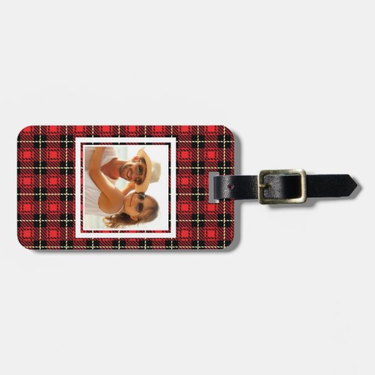 Aangepaste foto rode spelachtergrond bagagelabel (Voorkant horizontaal)