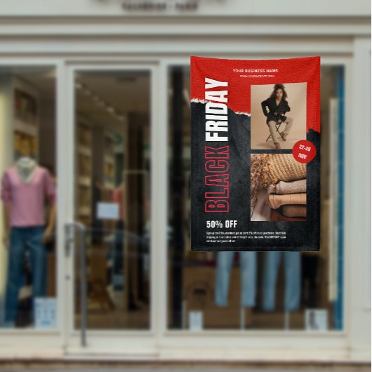 Aangepaste foto rode zwarte vrijdag productpromo spandoek
