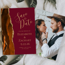 Aangepaste foto roest agaat burgundy save the date