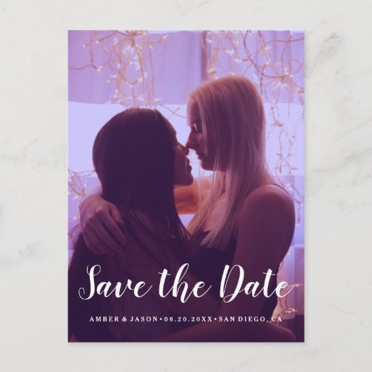 Aangepaste foto romantisch modern Save the Date Aankondigingskaart (Voorkant)