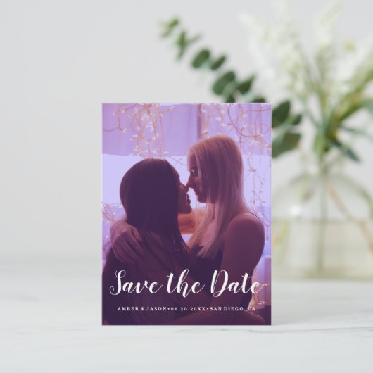 Aangepaste foto romantisch modern Save the Date Aankondigingskaart (Staand voorkant)