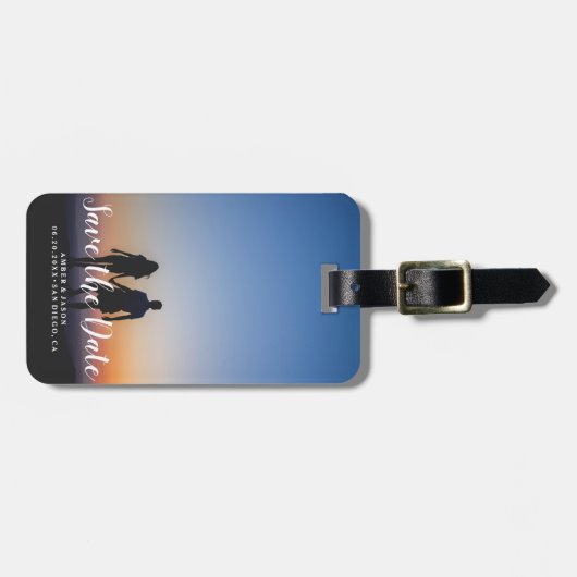 Aangepaste foto romantisch modern Save the Date Bagagelabel (Voorkant horizontaal)