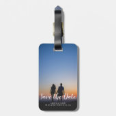 Aangepaste foto romantisch modern Save the Date Bagagelabel (Achterkant verticaal)