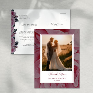 Aangepaste Foto Romantische Bloemen Dank u Briefka Briefkaart