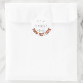 Aangepaste foto rond – Mocha mousse bruine tekst Ronde Sticker (Tas)