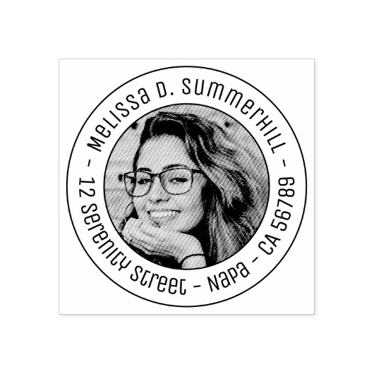 Aangepaste foto ronde adres rubberstempel (Afrduk)