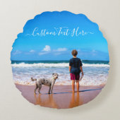 Aangepaste foto Ronde kussen Uw foto's en tekst (Voorkant)