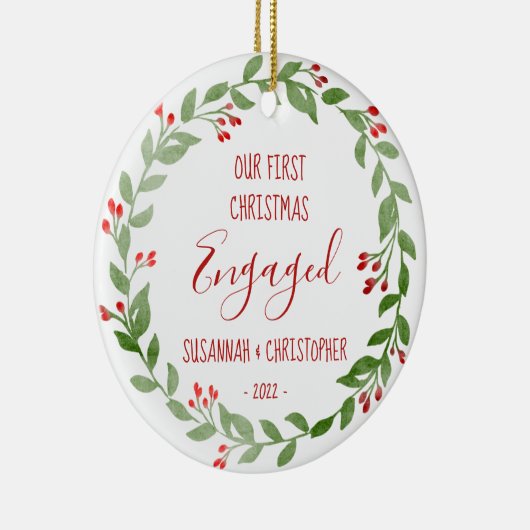 Aangepaste foto Rood Eerste Kerstmis ingesloten Keramisch Ornament (Rechts)