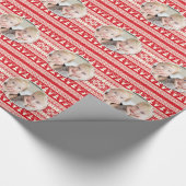 Aangepaste foto, rood en wit, Kerstmis Cadeaupapier (Hoek)