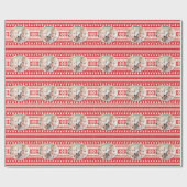 Aangepaste foto, rood en wit, Kerstmis Cadeaupapier (Vlak)