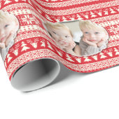 Aangepaste foto, rood en wit, Kerstmis Cadeaupapier (Rol Hoek)