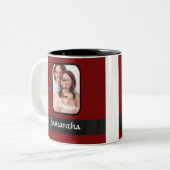 Aangepaste foto rood en zwart tweekleurige koffiemok (Voorkant links)