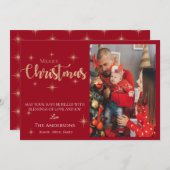 Aangepaste foto |Rood | vrolijk kerstfeest | feest Feestdagenkaart (Voorkant / Achterkant)