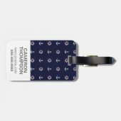 Aangepaste foto rood wit en blauw ankerpatroon bagagelabel (Achterkant horizontaal)