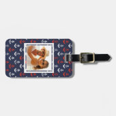 Aangepaste foto rood wit en blauw marinepatroon bagagelabel (Voorkant horizontaal)