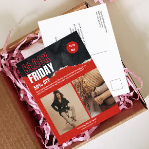 Aangepaste Foto Rood Zwart Vrijdag Product Promo Briefkaart