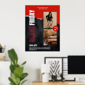 Aangepaste Foto Rood Zwart Vrijdag Product Promo Poster (Thuiskantoor)