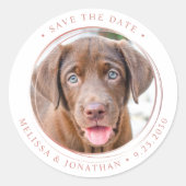 Aangepaste foto-Roos Gold Weddenschap bespaart de  Ronde Sticker (Voorkant)