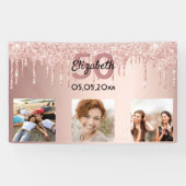 Aangepaste foto roos gouden roze glitter spandoek (Horizontaal)