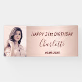 Aangepaste foto roos gouden roze moderne foto van  spandoek (Horizontaal)