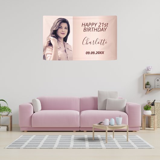 Aangepaste foto roos gouden roze moderne foto van  spandoek